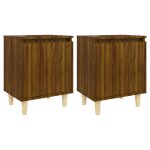 Vidaxl tables de chevet pieds en bois 2 pcs ch�ne marron 40x30x50 cm