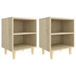 Vidaxl tables de chevet pieds en bois 2 pcs ch�ne sonoma 40x30x50 cm
