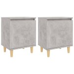 Vidaxl tables de chevet avec pieds en bois 2 pcs gris bton 40x30x50cm