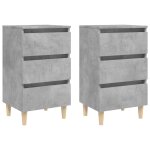 Vidaxl tables de chevet avec pieds en bois 2 pcs gris b�ton 40x35x69cm