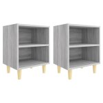Vidaxl tables de chevet pieds en bois 2 pcs sonoma gris 40x30x50 cm