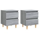 Vidaxl tables de chevet pieds en bois 2 pcs sonoma gris 40x35x50 cm