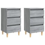 Vidaxl tables de chevet pieds en bois 2 pcs sonoma gris 40x35x69 cm