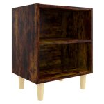 Vidaxl table de chevet avec pieds en bois massif chêne fumé 40x30x50cm Vidaxl table de chevet avec pieds en bois massif chêne fumé 40x30x50cm