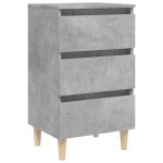 Vidaxl table de chevet avec pieds en bois solide gris b�ton 40x35x69cm