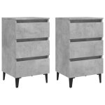 Vidaxl tables de chevet pieds en mtal 2 pcs gris bton 40x35x69 cm