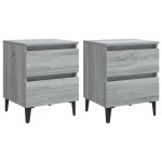 Vidaxl tables de chevet pieds en mtal 2 pcs sonoma gris 40x35x50 cm