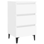 Vidaxl table de chevet avec pieds en mtal blanc 40x35x69 cm