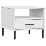 Vidaxl table de chevet avec pieds en m�tal blanc bois pin massif oslo