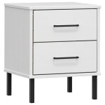 Vidaxl table de chevet avec pieds en m�tal blanc bois pin massif oslo