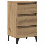 Vidaxl table de chevet avec pieds en m�tal ch�ne artisanal 40x35x69 cm