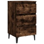 Vidaxl table de chevet avec pieds en m�tal ch�ne fum� 40x35x69 cm
