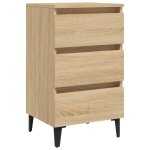 Vidaxl table de chevet avec pieds en m�tal ch�ne sonoma 40x35x69 cm
