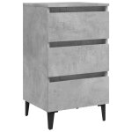 Vidaxl table de chevet avec pieds en m�tal gris b�ton 40x35x69 cm