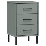 Vidaxl table de chevet avec pieds en mtal gris bois pin massif oslo