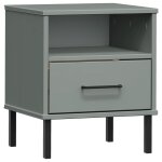 Vidaxl table de chevet avec pieds en m�tal gris bois pin massif oslo