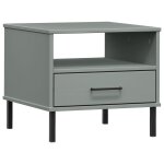 Vidaxl table de chevet avec pieds en m�tal gris bois pin massif oslo