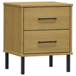 Vidaxl table de chevet avec pieds en m�tal marron bois pin massif oslo