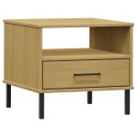 Vidaxl table de chevet avec pieds en mtal marron bois pin massif oslo
