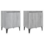 Vidaxl tables de chevet avec pieds en mtal sonoma gris 40x30x50 cm