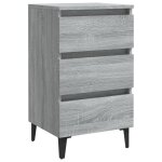 Vidaxl table de chevet avec pieds en m�tal sonoma gris 40x35x69 cm