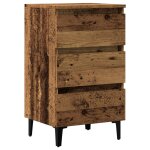 Vidaxl table de chevet avec pieds en mtal vieux bois 40x35x69 cm