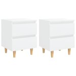Vidaxl tables de chevet avec pieds en pin 2 pcs blanc 40x35x50 cm