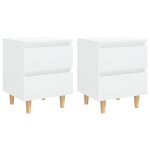 Vidaxl tables de chevet pieds en pin 2 pcs blanc brillant 40x35x50 cm
