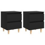 Vidaxl tables de chevet avec pieds en pin 2 pcs noir 40x35x50 cm