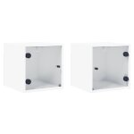 Vidaxl tables de chevet avec portes en verre 2 pcs blanc 35x37x35 cm