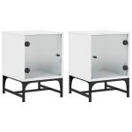 Vidaxl tables de chevet avec portes en verre 2 pcs blanc 35x37x50 cm
