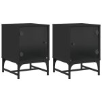 Vidaxl tables de chevet avec portes en verre 2 pcs noir 35x37x50 cm