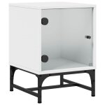 Vidaxl table de chevet avec porte en verre blanc 35x37x50 cm