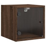 Vidaxl bedside cabinet brown oak compact engineered wood, glass
