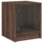 Vidaxl table de chevet avec porte en verre ch�ne marron 35x37x42 cm