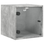 Vidaxl table de chevet avec porte en verre gris b�ton 35x37x35 cm