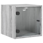 Vidaxl table de chevet avec porte en verre sonoma gris 35x37x35 cm