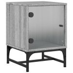 Vidaxl table de chevet avec porte en verre sonoma gris 35x37x50 cm