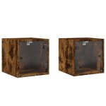 Vidaxl tables de chevet et portes vitres 2 pcs chne fum 35x37x35 cm