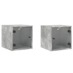 Vidaxl tables de chevet et portes vitres 2 pcs gris bton 35x37x35 cm
