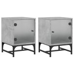 Vidaxl tables de chevet et portes vitres 2 pcs gris bton 35x37x50 cm