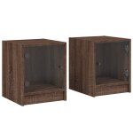 Vidaxl tables de chevet et portes vitres 2pcs chne marron 35x37x42cm