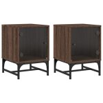 Vidaxl tables de chevet et portes vitres 2pcs chne marron 35x37x50cm