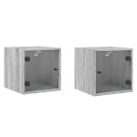 Vidaxl tables de chevet et portes vitres 2pcs sonoma gris 35x37x35cm