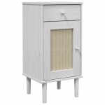 Vidaxl table de chevet senja aspect de rotin blanc bois de pin massif