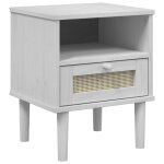 Vidaxl table de chevet senja aspect de rotin blanc bois de pin massif Vidaxl table de chevet senja aspect de rotin blanc bois de pin massif