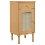 Vidaxl table de chevet senja aspect de rotin marron bois de pin massif