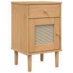 Vidaxl table de chevet senja aspect de rotin marron bois de pin massif