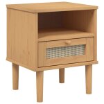 Vidaxl table de chevet senja aspect de rotin marron bois de pin massif
