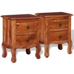 Vidaxl tables de chevet avec tiroirs 2 pcs bois d'acacia massif
